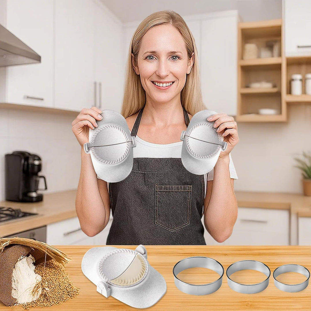 Dumpling Maker & Empanadas Maker Set - 3 Grössen Ravioli Former + Dough Cutter + Edelstahl Fülllöffe