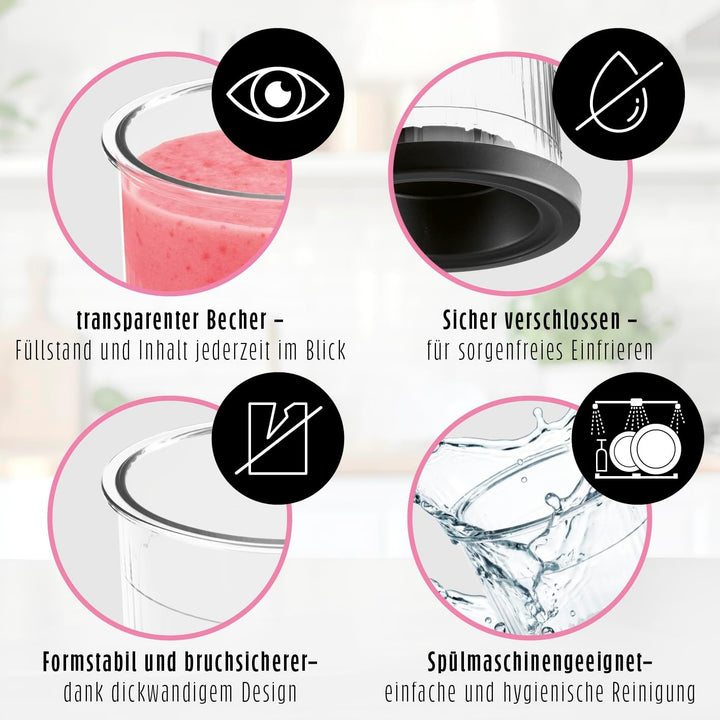 GOURMETmaxx SmoothUp Eismaschine Becher Set 2 teilig | Eismaschine Becher Zusatz Becher für GOURMETm