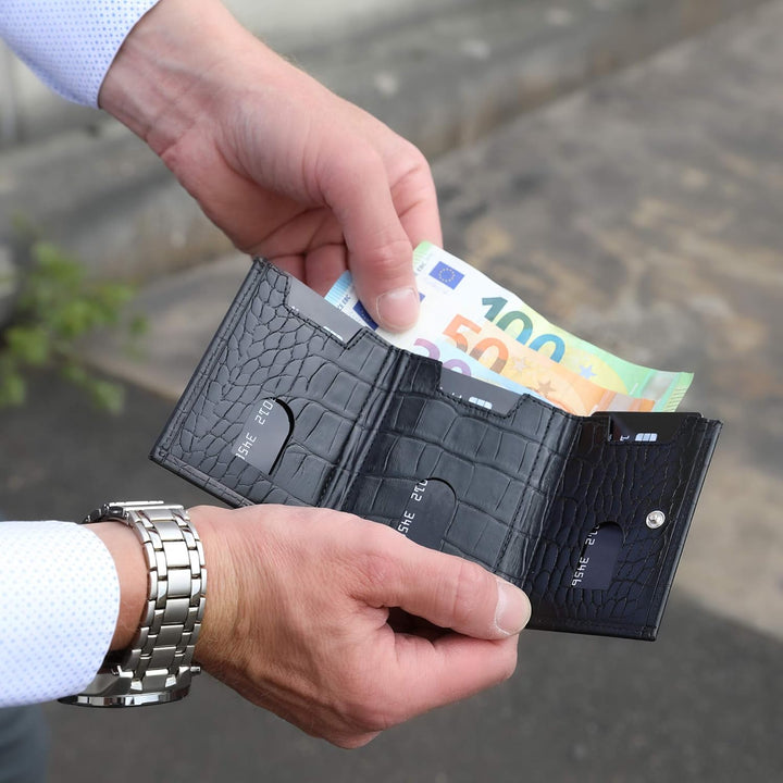 NEU: SOLO PELLE® Slim Wallet mit Münzfach [12 Karten] Slimwallet Riga [RFID-Schutz] Kartenetui mit M