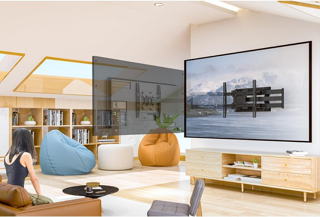 XTRARM TiTon 120 cm Wandabstand, TV Wandhalterung, Langer Schwenkarm, neigen, schwenken, rotieren, a