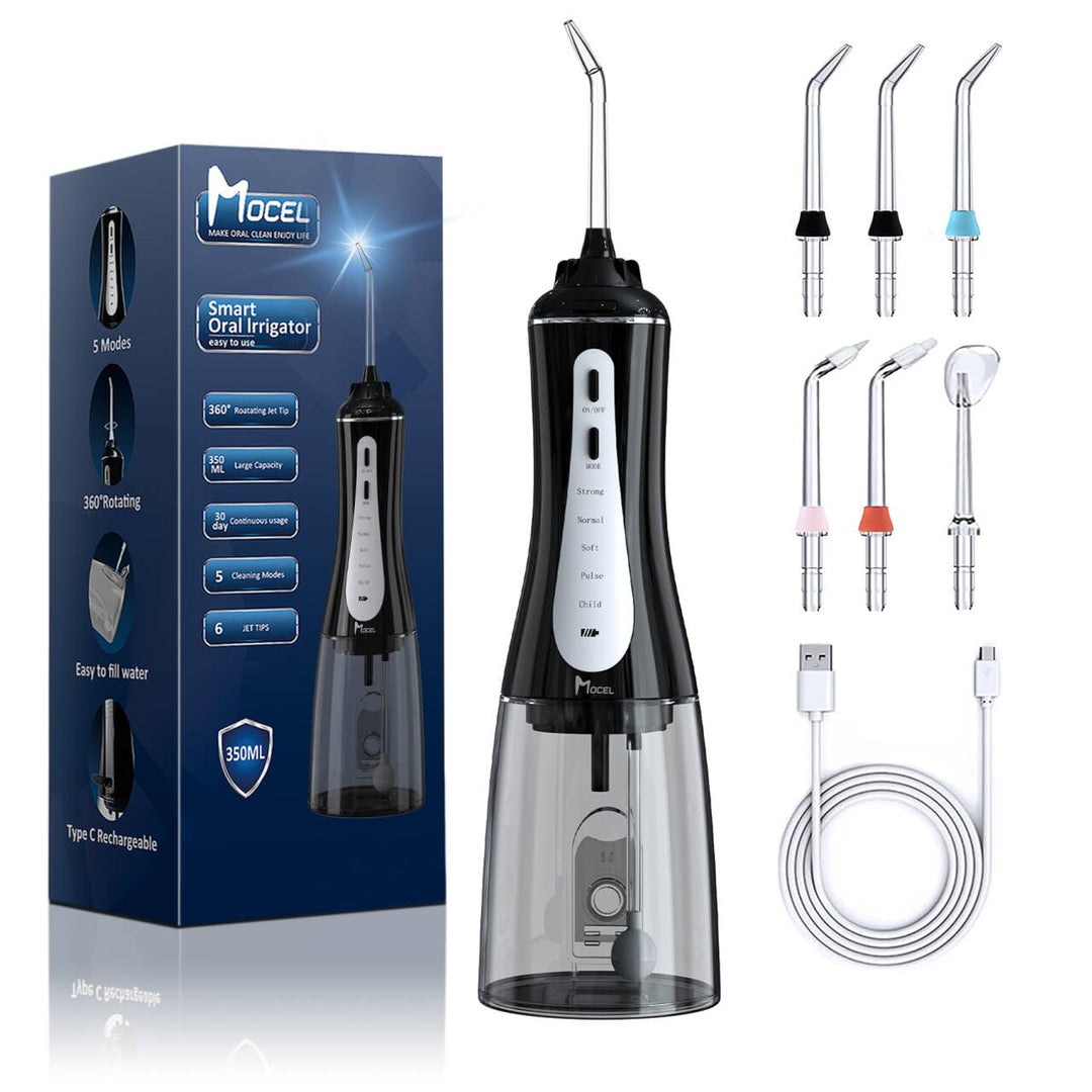 Munddusche Kabellos Elektrischer Zahnreiniger 350ML Wassertank Munddusche, 6 Multifunktionale Jet-Ti