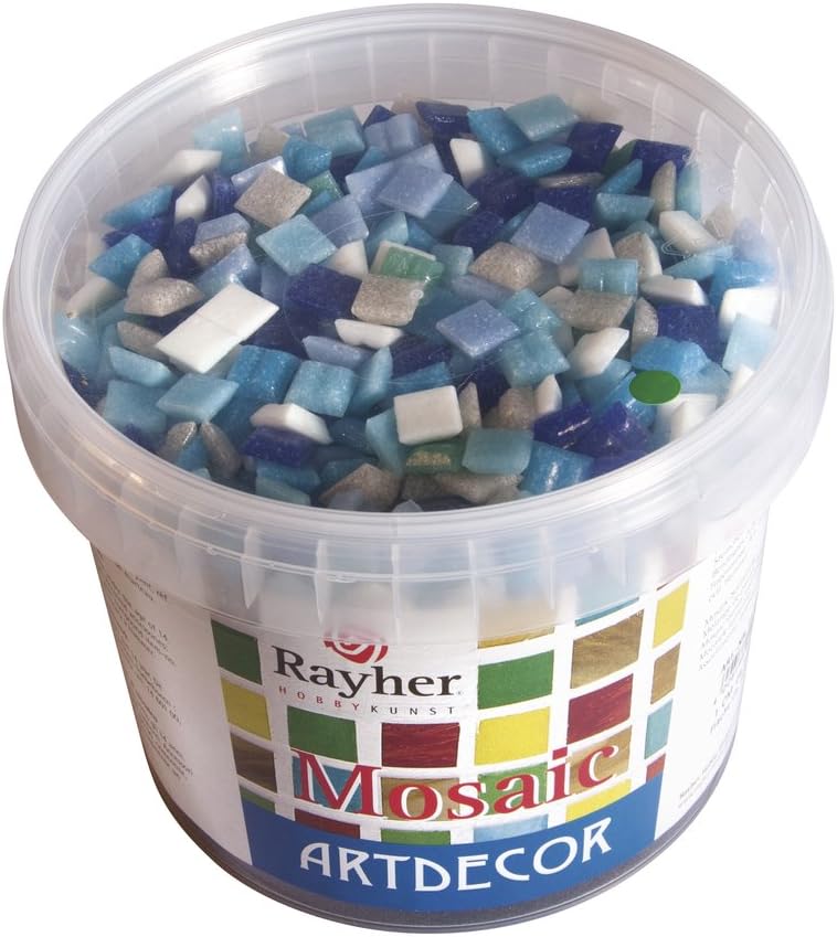 Rayher Hobby Rayher Artdecor Mosaik Mix 1x1cm, ca.1500 Stück, Dose 1kg , Blau-Töne, 1453008 Blau 1x1