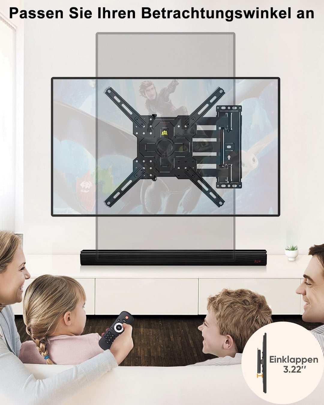 FORGING MOUNT TV Wandhalterung mit 1035mm Extra langem arm 26–65 Zoll TVs, Fernseher Halterung 180°d