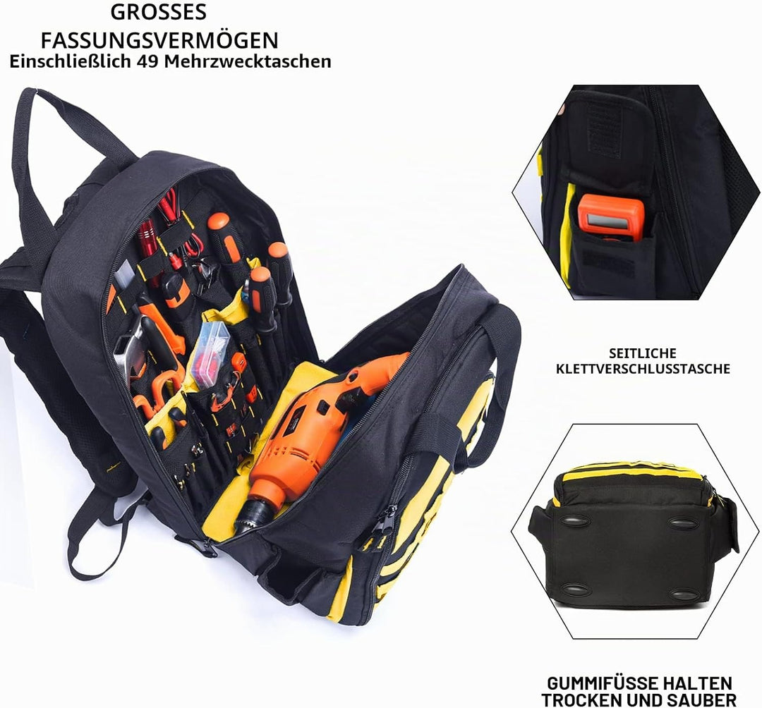 AUMTISC Werkzeugrucksack Werkzeugtasche Hochleistungs-werkzeug rucksack mit Mehrzwecktasche Industri