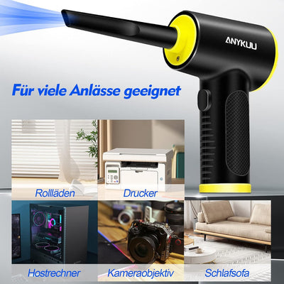 Anykuu Elektrische Staubgebläse Auto 90000 U/min 3-Gänge USB Wiederaufladbar Mini Air Duster mit 750