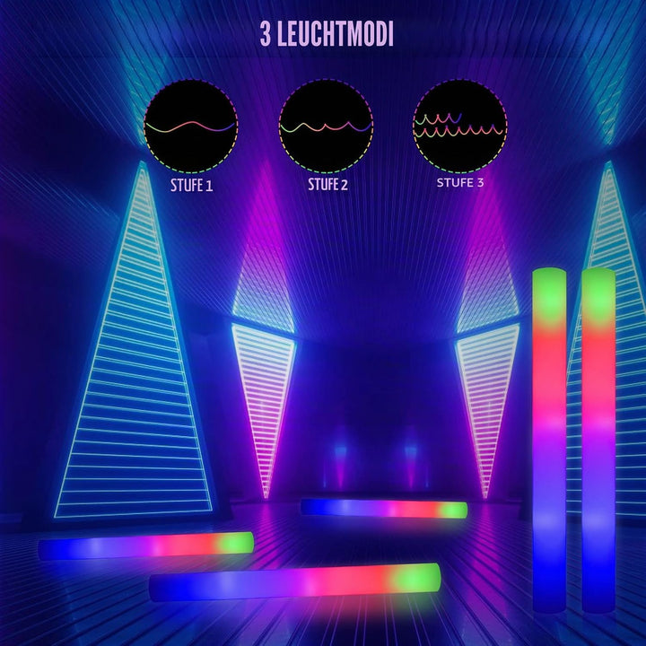 102Stück Leuchtstab LED Set,Weihnachten Mehrfarbig Schaumstoff Blinkstäbe,Knicklichter gross,Leuchte