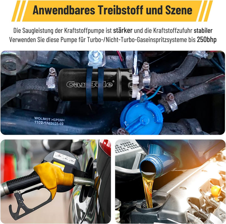 CarBole Elektrische Inline-Kraftstoffpumpe 12V,Dieselpumpe 250 bhp,Universal Externe Inline-Kraftsto
