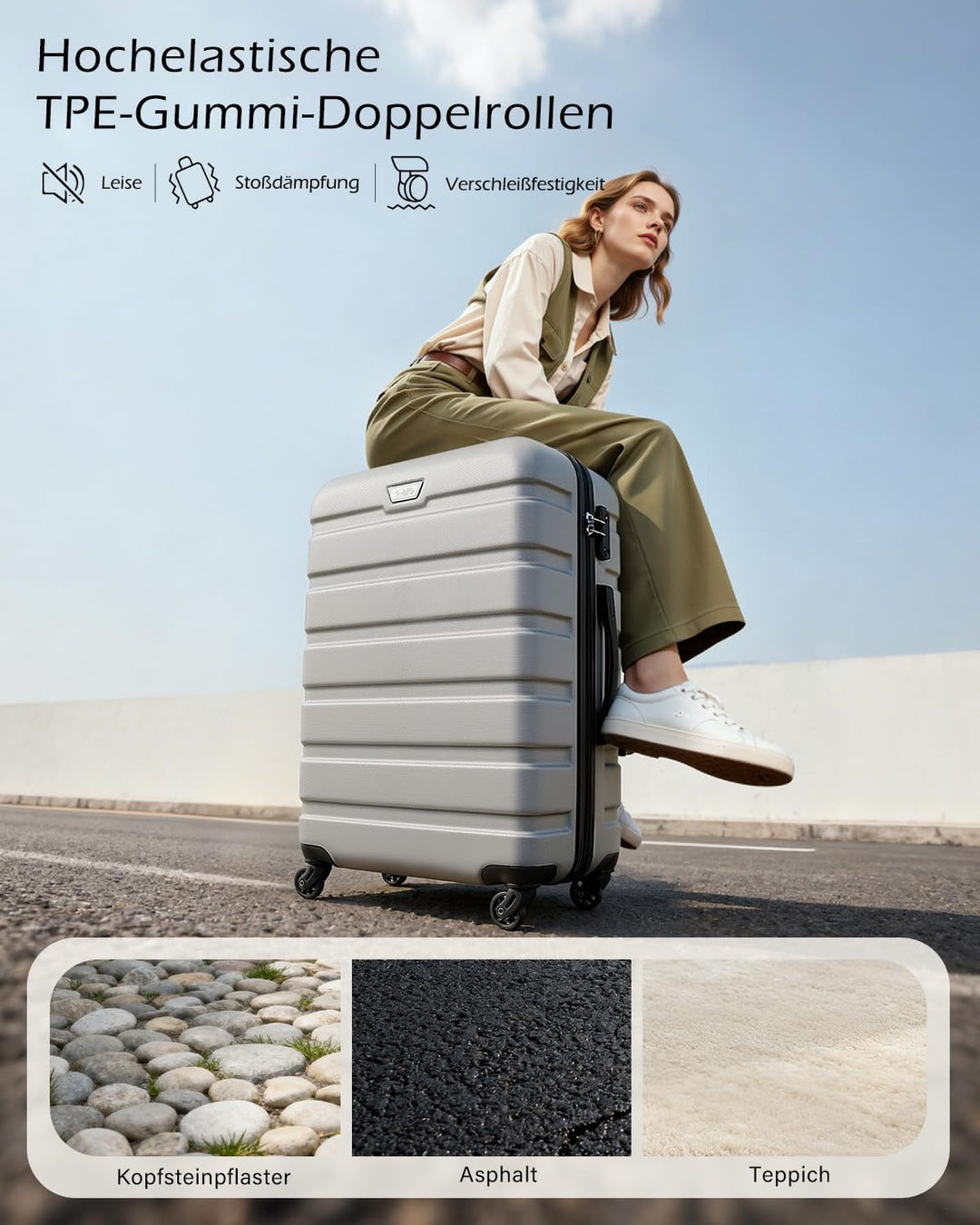 COOLIFE Koffer Gross 77cm XL, PC+ABS, Rollkoffer mit 360° Spinner Räder | TSA Zahlenschloss, Leicht
