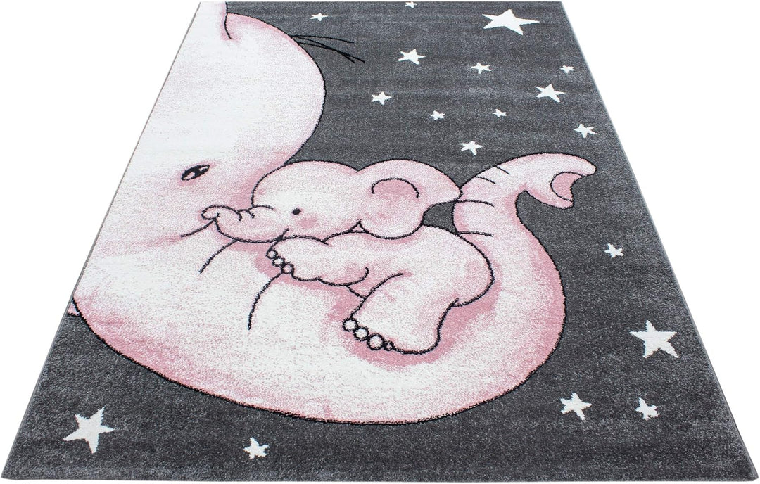 Kinderteppich Elefant Design Spielteppich Weich & Soft Babyzimmer Spielzimmer Kinderzimmer Teppich K
