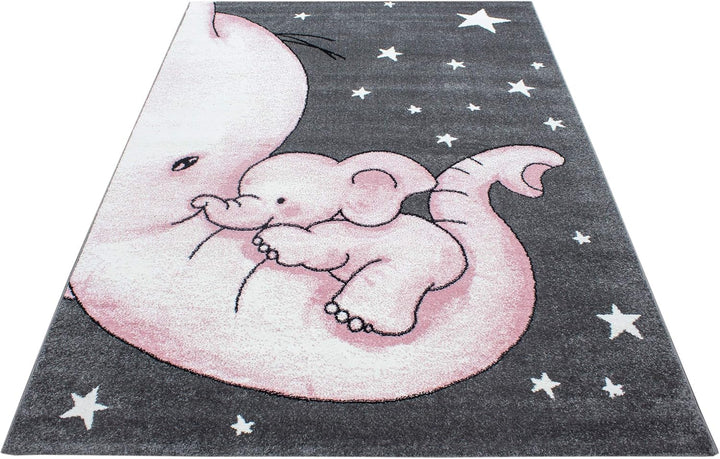 Kinderteppich Elefant Design Spielteppich Weich & Soft Babyzimmer Spielzimmer Kinderzimmer Teppich K