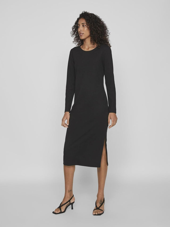Vila Damen Viarmerone L/S Long Dress-Noos Maxikleid M Schwarz, M Schwarz