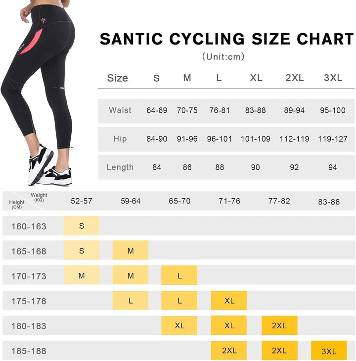 Santic Fahrradhose Damen Lang mit 4D Sitzpolster Atmungsaktive Dehnbare Radlerhose für Moutainbike L