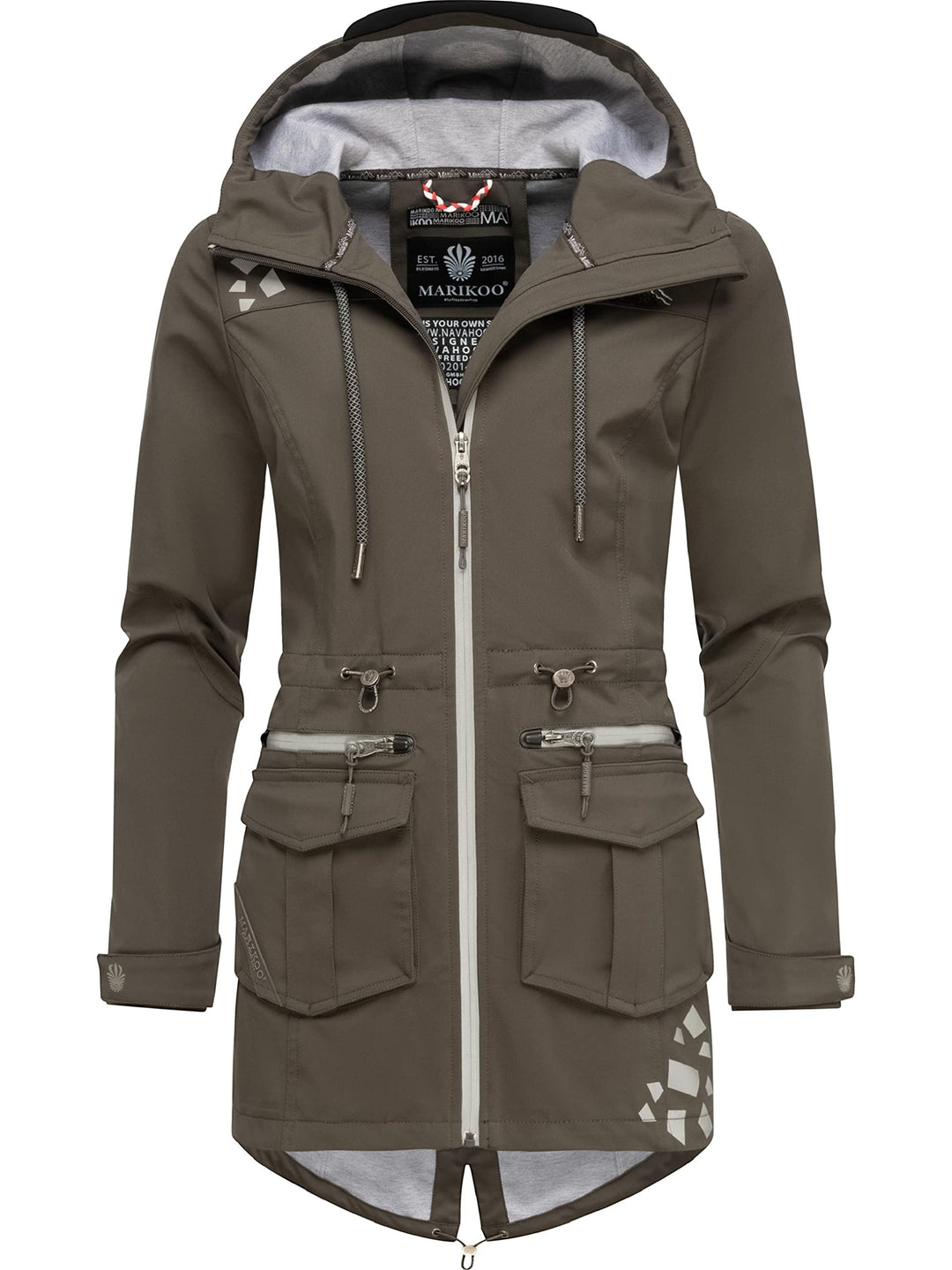 MARIKOO Damen wasserdichter Softshellmantel Softshelljacke Outdoorjacke Übergangsjacke Parka Kapuze