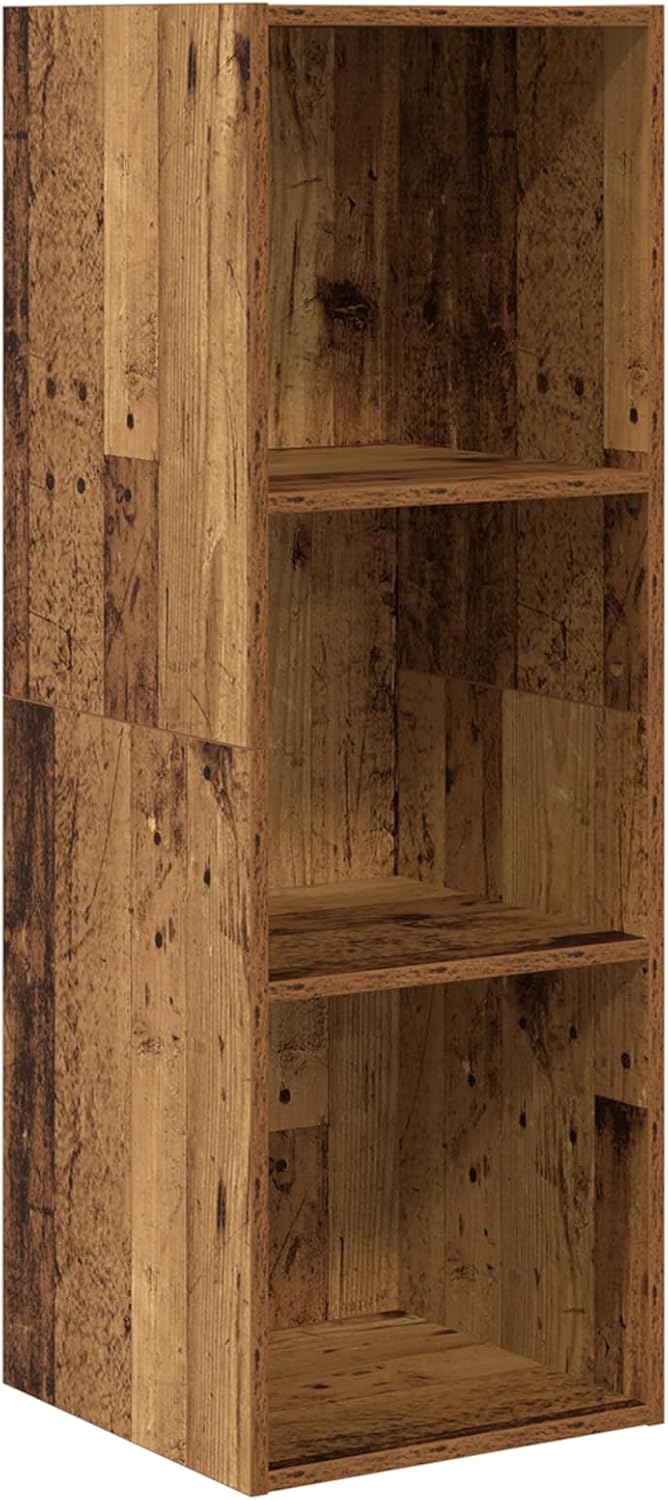 vidaXL TV-Schränk mit Regal Wandmontiert mit Speicher Altholz 37 x 37 x 107 cm Holzwerkstoff 107 cm