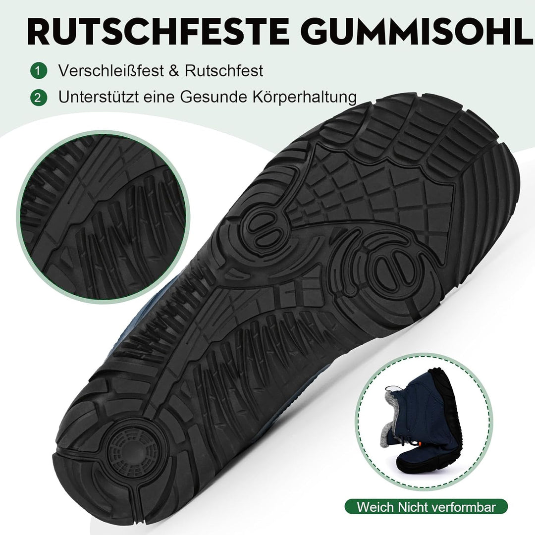 RUYI Barfussschuhe Winter Herren Damen Barfussschuhe Wasserabweisend, Warm Gefüttert Winterschuhe Tr
