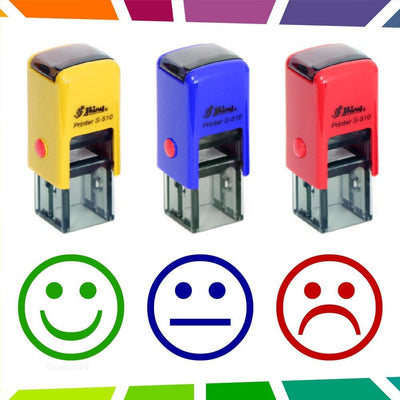 3 Lehrer-Stempel [speziell für Kindergarten und Grundschule – Automatik-Stempelkissen für Smileys].