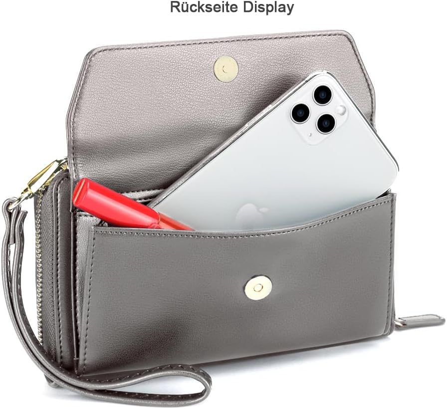 nuoku Geldbörse Damen mit RFID, Kleine Portemonnaie Damen mit Kreditkarten Etuis, Handytasche zum Um