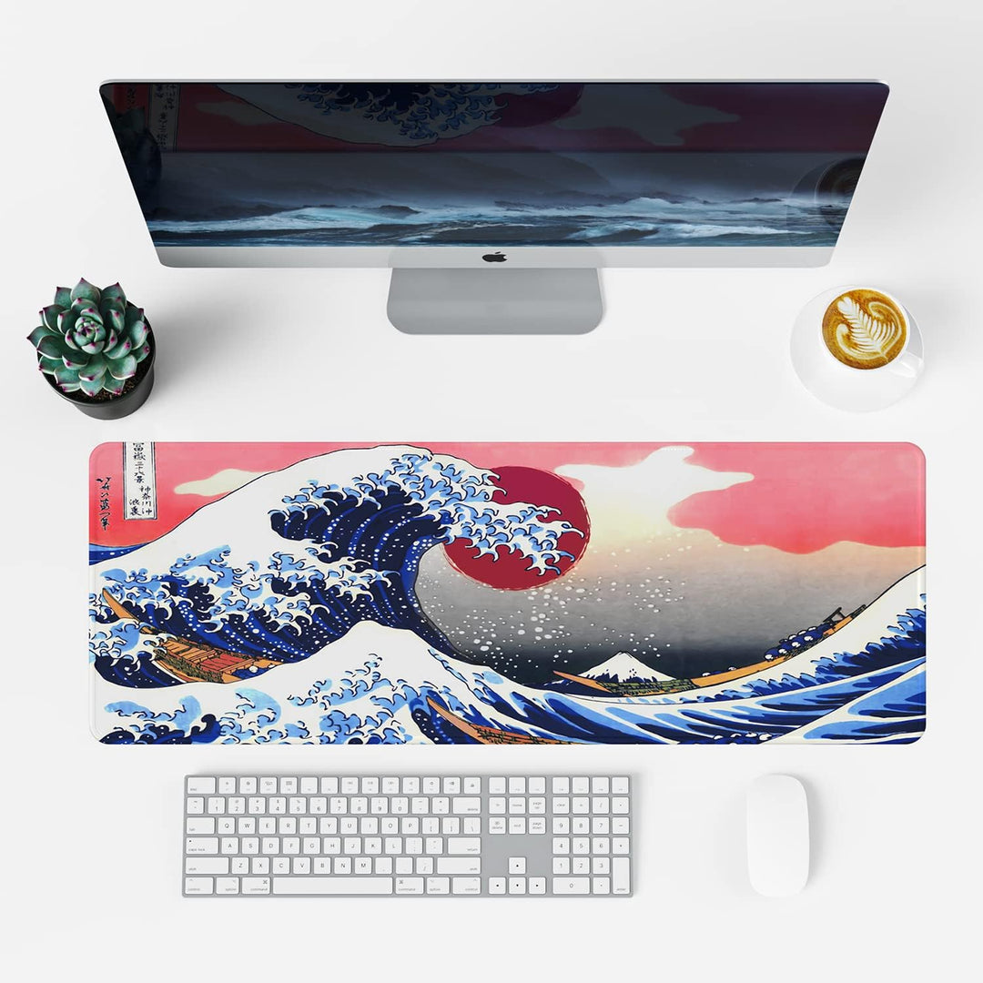 EFISH Japan Art Kanagawa Surfen Mauspad XL (800 × 300 × 3 MM) - Erweiterte Schreibtisch-Pad mit Genä