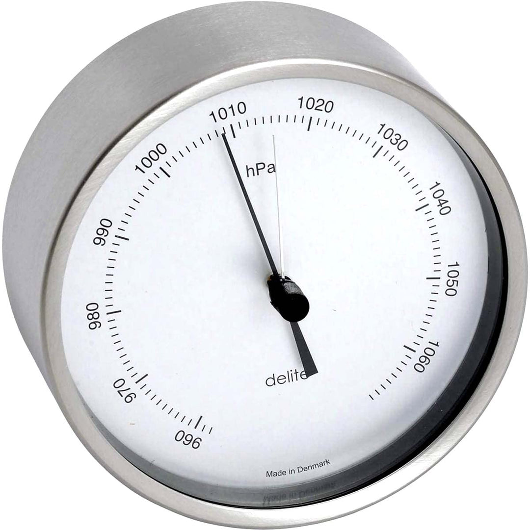 Delite Clausen 605500 Edelstahl gebürstet Barometer Zifferblatt satiniert B x H 100 mm x 44 mm