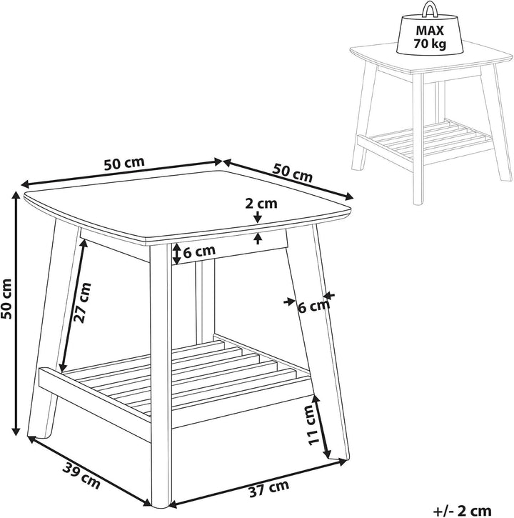Beistelltisch mit Ablage Lamellen-Optik quadratisch heller Holzfarbton Tulare