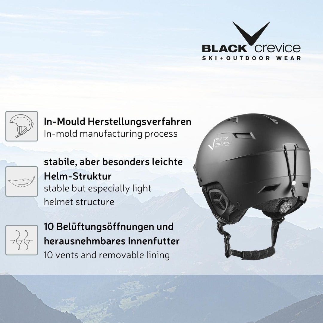 Black Crevice Skihelm GERLOS I Atmungsaktiver Skihelm Herren & Damen mit Lüftungsöffnungen I Hochwer