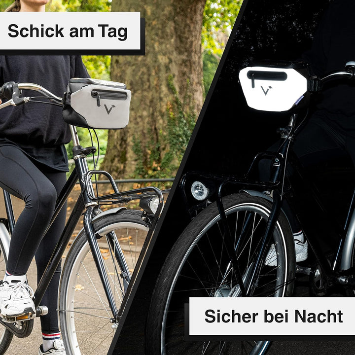 Valkental x KLICKfix 3in1 Lenkertasche 4L, Handyfach, Ebike geeignet | Vollreflektierend für hohe Si