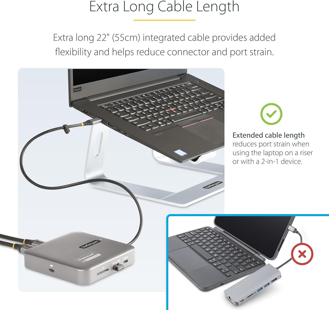 StarTech 7-in-1 USB-C DisplayLink Dockingstation, Dual 4K 60Hz HDMI-Dock für MacBook M1 bis M4 und W