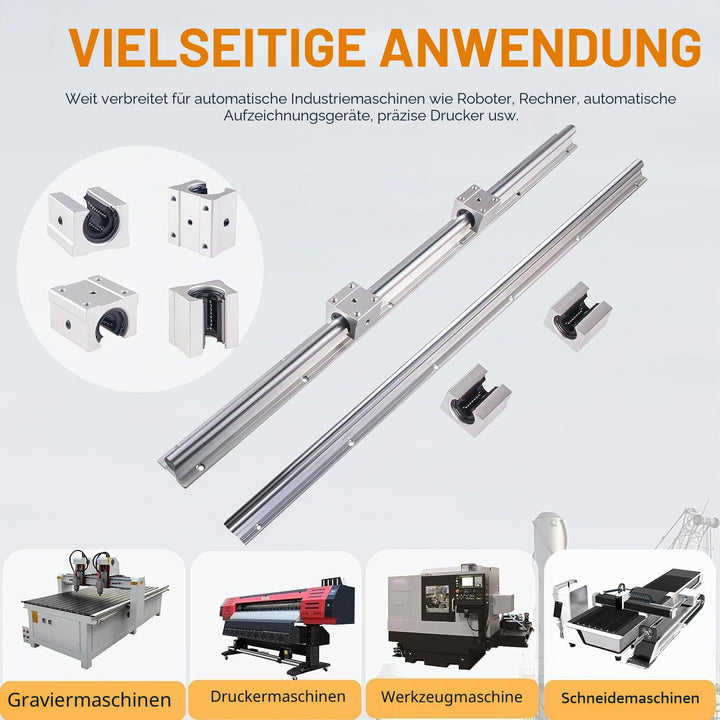 CNCYEAH 2Pcs SBR16 Linearführung 500mm mit Griffe, 2Pcs Gleitschiene Welle mit+4Pcs SBR16UU Linearwa