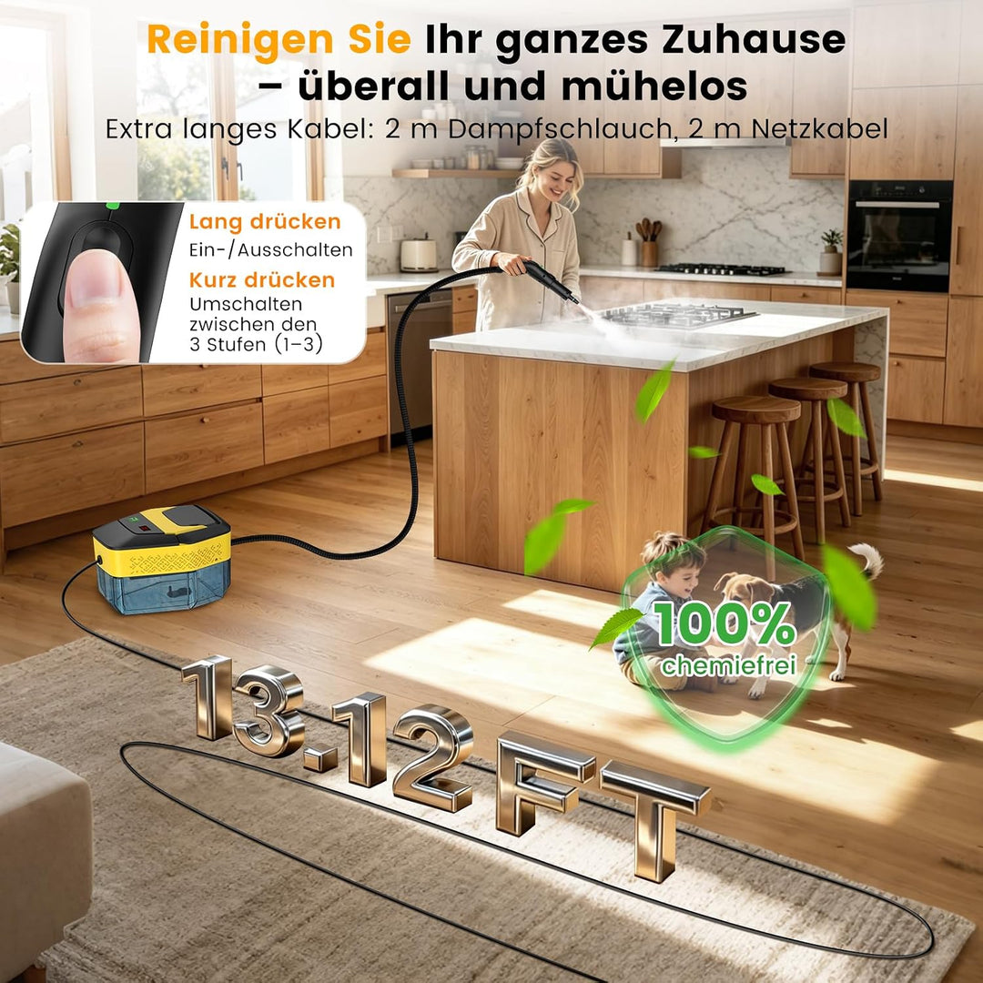 Granarbol 1800ml-2500W Dampfreiniger, 8s Heizung 275°F/145°C Entfernt Fett | Handdampfreiniger Tests