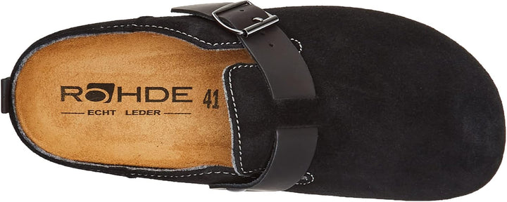Rohde Herren Hausschuhe Pantoffeln Leder Napoli-H 6908 40 EU Weit Schwarz, 40 EU Weit Schwarz