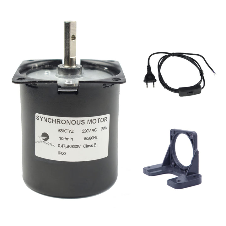 CHANCS 68KTYZ Elektromotor Barbecue High Torque 220V AC 10r/min mit Motorhalterung und Stromverlänge