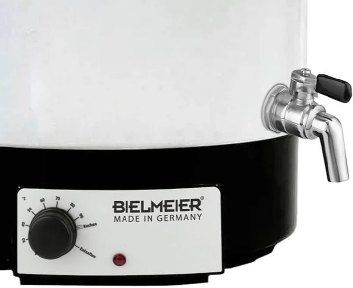 BIELMEIER Einkochautomat Emaille 29 Liter 2000W Auslaufhahn Edelstahl 3/8 Zoll, Einkochen Einwecken