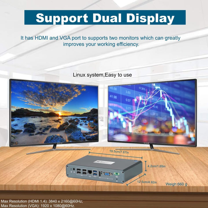 Sharevdi Mini PC, 12th In-tel N100 Prozessor (bis zu 3.4GHz) 4C/4T，Wi-11 Pro Mini Desktop PC 16G DDR