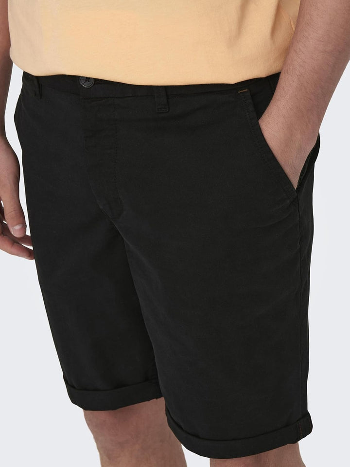 ONLY & SONS Male Chino Shorts ONSPETER Normal geschnitten Shorts M Schwarz, M Schwarz