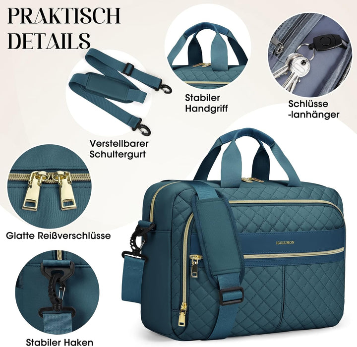 IGOLUMON Laptoptasche Damen 17 Zoll/15,6 Zoll Aktentasche Wasserdichte Laptop Notebook Tasche Arbeit