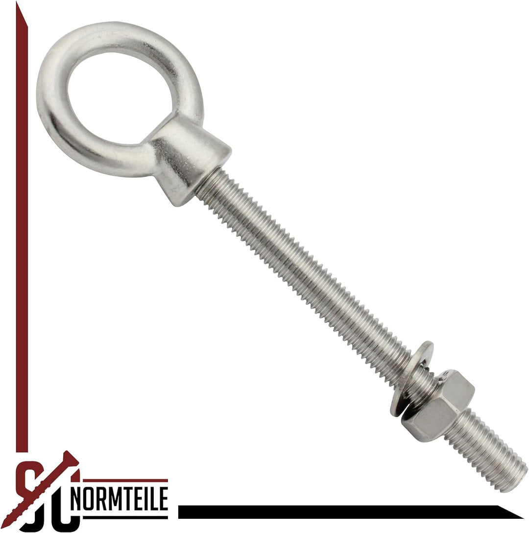Augbolzen mit metrischem Gewinde - M8 x 100 mm - (10 Stück) - Ringschraube/Augenbolzen - (Gewindelän