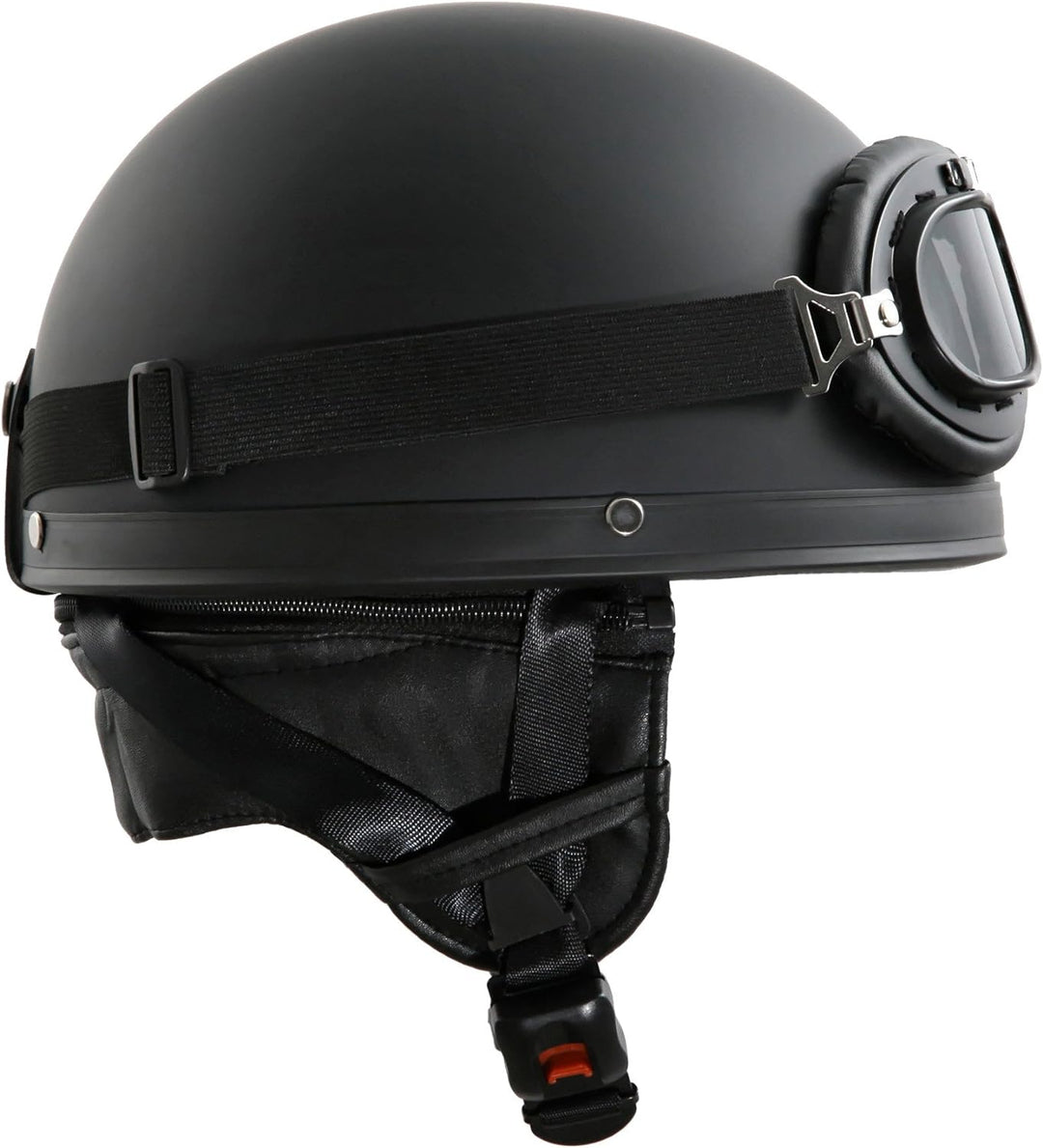 Oldtimer Motorradhelm mit Brille Grösse: XS 53/54cm, Schwarz matt XS 53/54cm Schwarz matt, XS 53/54c