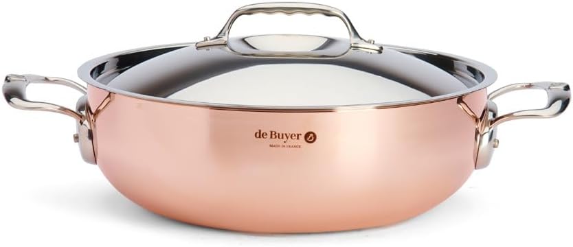 de Buyer - Konischer Bratentopf aus Kupfer PRIMA MATERA mit Henkel und Deckel aus Edelstahl - 28 cm
