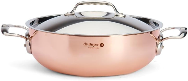 de Buyer - Konischer Bratentopf aus Kupfer PRIMA MATERA mit Henkel und Deckel aus Edelstahl - 28 cm