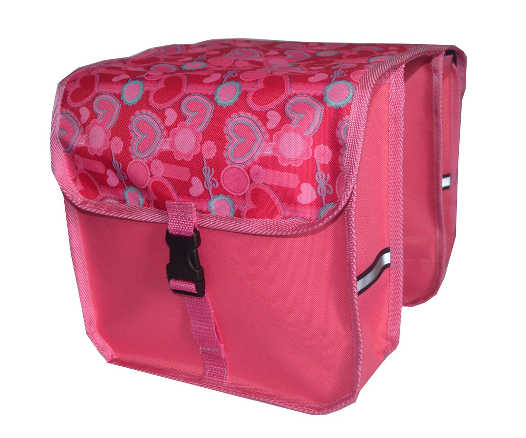 FAHRRADTASCHE 14-20 Zoll Kinder Satteltasche Gepäckträgetasche Doppel 2 x 5l 42. - Mini - Herzen Ros