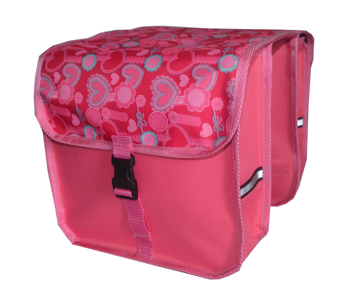 FAHRRADTASCHE 14-20 Zoll Kinder Satteltasche Gepäckträgetasche Doppel 2 x 5l 42. - Mini - Herzen Ros