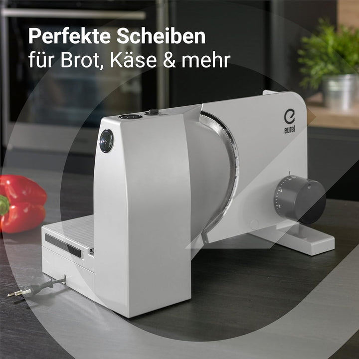 EUREL RS74 Elektrischer Allesschneider, Grösse Metallschneidfläche, Einstellen der Messergeschwindig