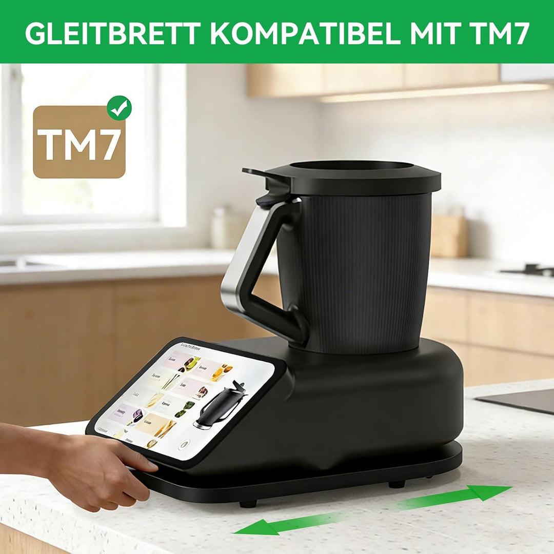 Gleitbrett für Thermomix TM7, Brett für Thermomix mit Rollen & Gummifüssen, Thermomix TM7 Rollbrett