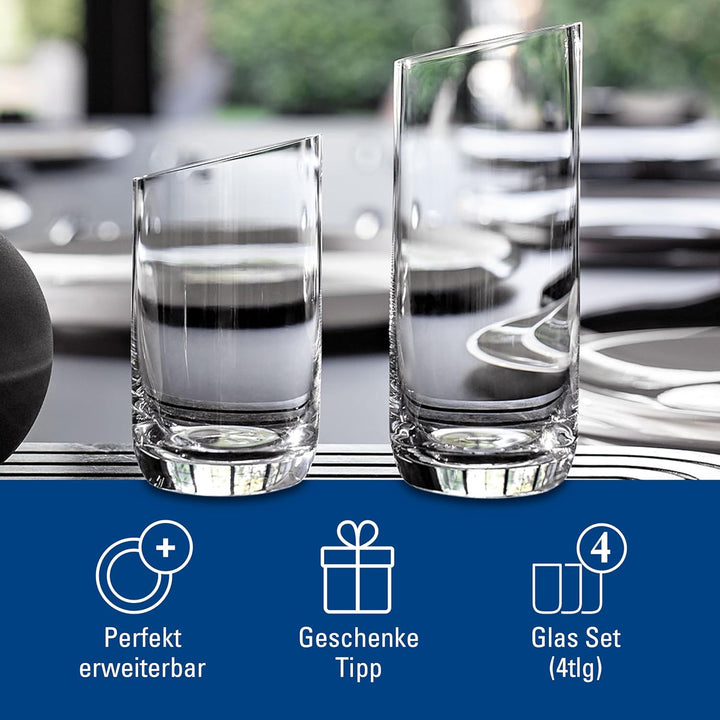 Villeroy und Boch - NewMoon Longdrinkbecher Set, 4tlg., elegante, modern geschnittene Longdrinkgläse