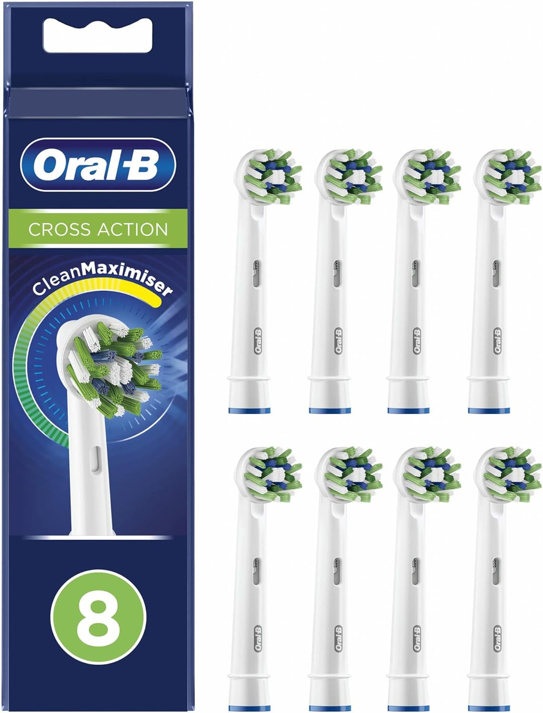 Oral-B CrossAction Aufsteckbürsten mit CleanMaximiser-Borsten für ganzheitliche Mundreinigung, 8 Stü