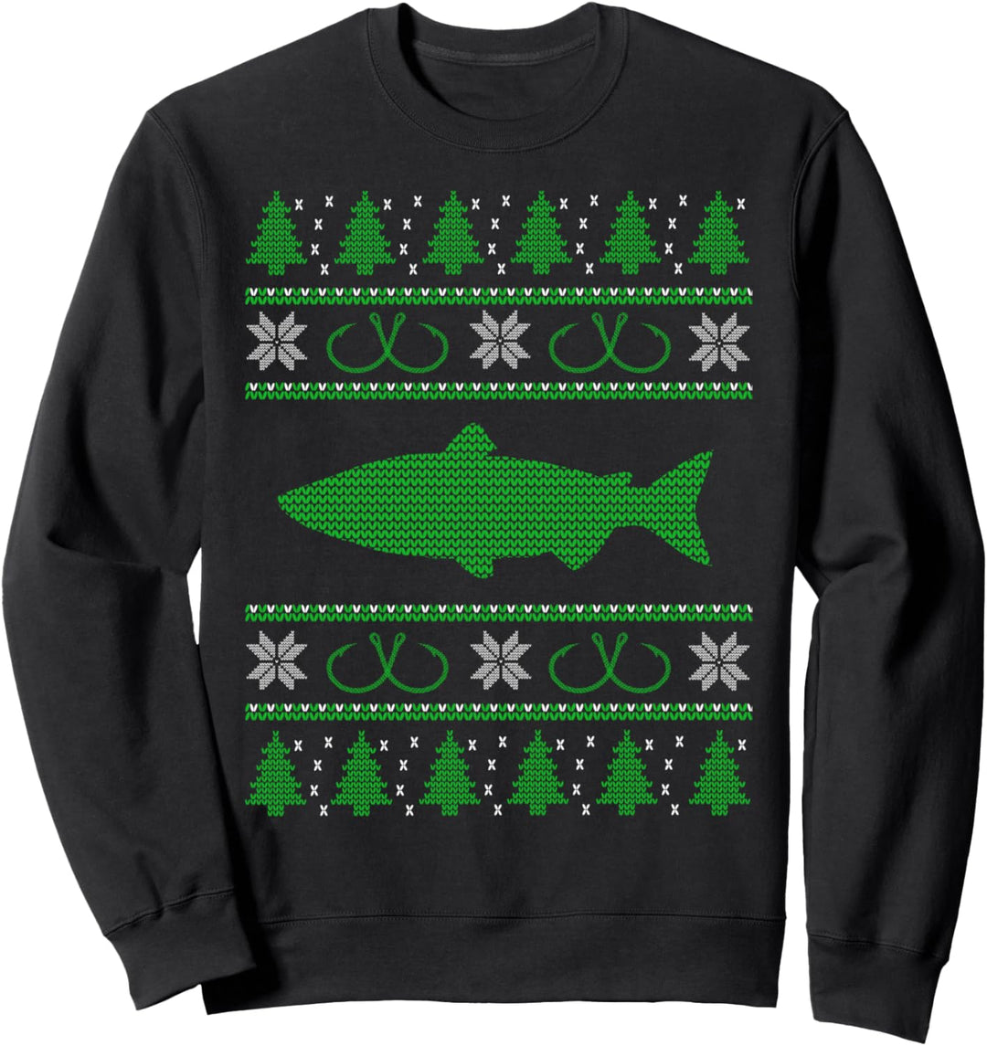 Atlantic Salmon Fisherman Ugly Christmas Sweatshirt