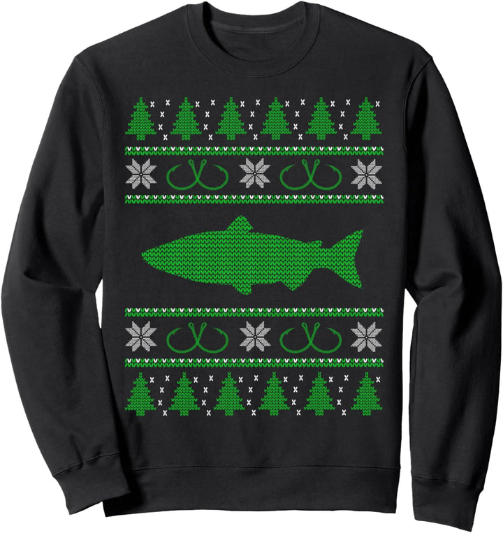 Atlantic Salmon Fisherman Ugly Christmas Sweatshirt