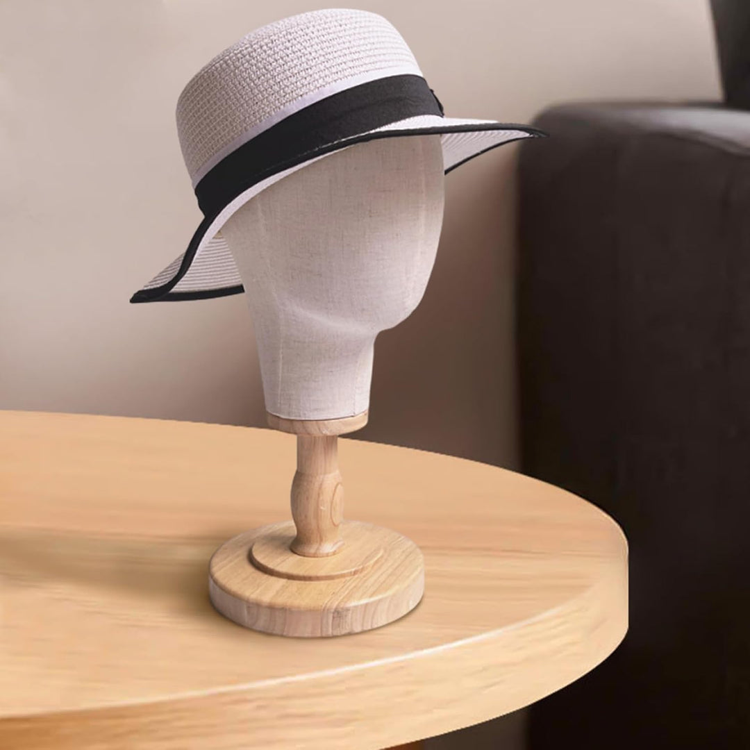 54CM Mannequin Perücke Kopf mit Holzständer, Abnehmbarer Perückenständer, Multifunktionaler Hutständ
