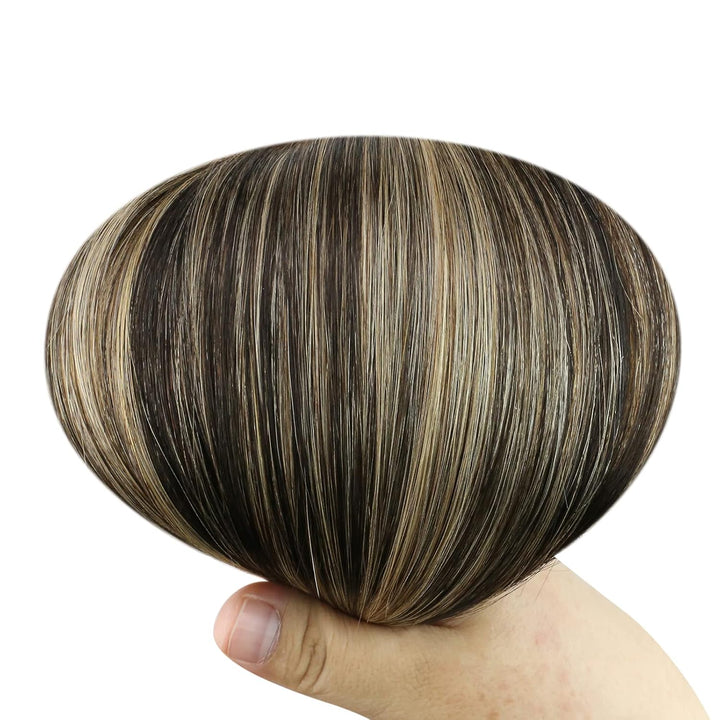 Fshine Draht Extensions Echthaar Natürlich Schwarz Gemischt Karamellblond 30 cm 70 g Secret Extensio