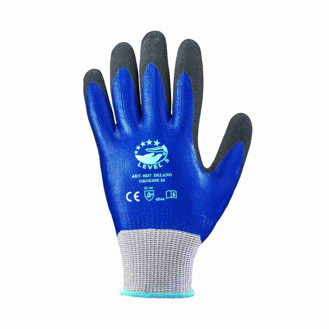 12 Paar Schnittschutz-Handschuhe Klasse 5 Level-5 *Delano* dunkelbau/schwarz